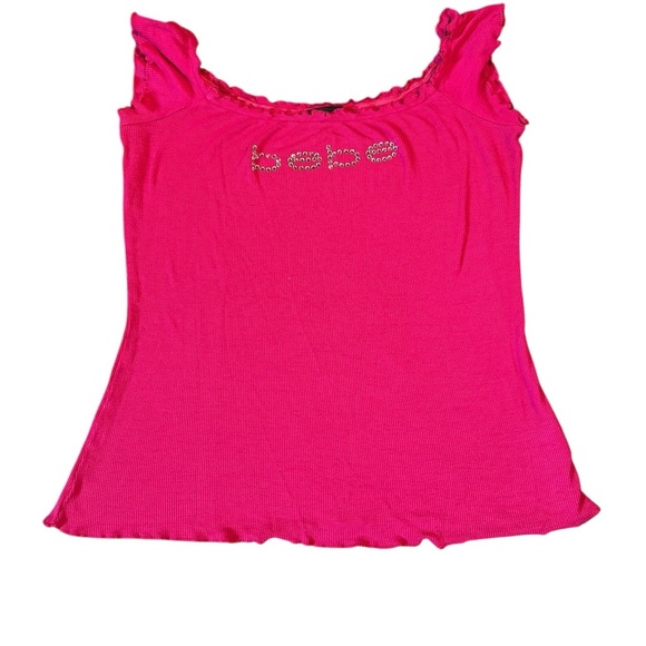 Bebe Y2K Fuchsia Ruffled Tank Top - Picture 5 of 5